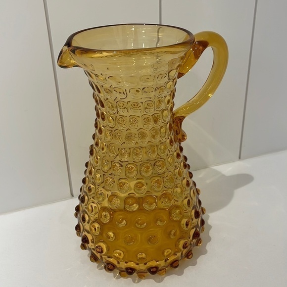 Vintage Hobnail Amber Pitcher—Beautiful!! Dining—Kitchen—MCM—Barware—EUC!